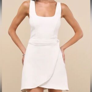 NWT Lulus Merima White Denim Wrap Casual Summer Vacation Travel Dress